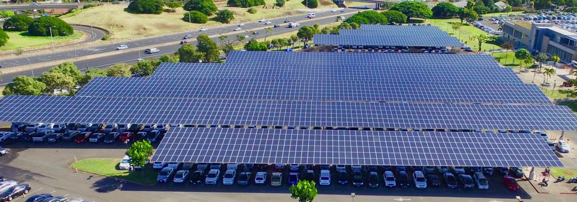 photovoltaic panels on parking canopies