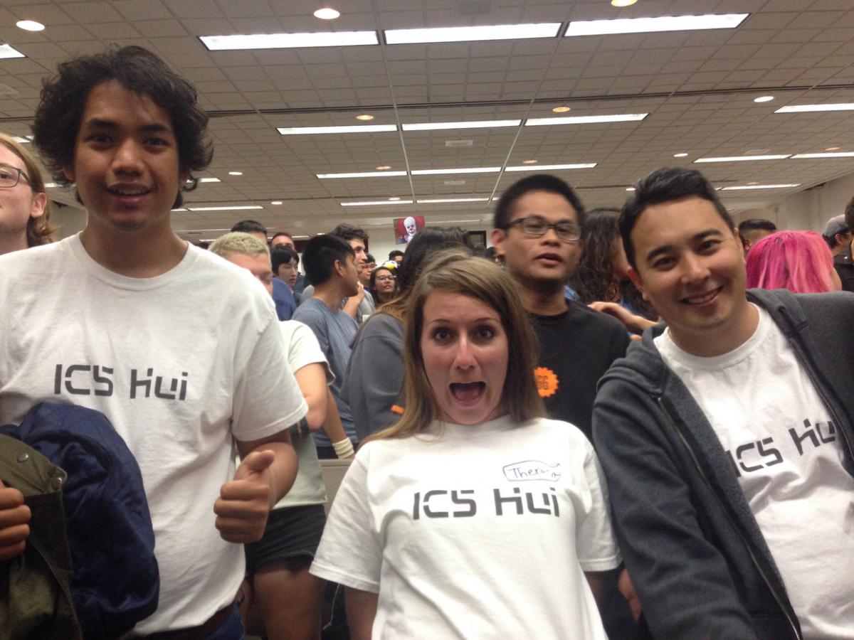 Three ICS students at the ATT Hackathon